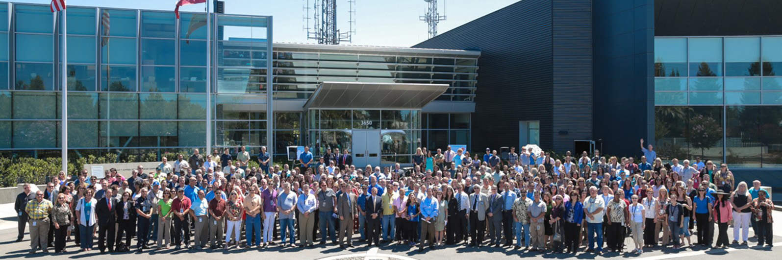Cal OES Staff picture by the front door of headquarters