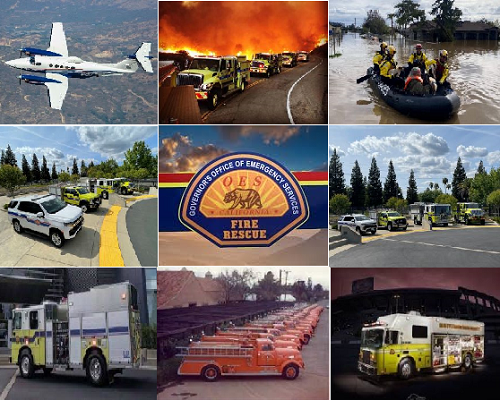 collage of Fire & rescue vehicles and logo
