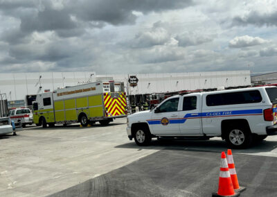 hazmat vehicle and cal oes truck