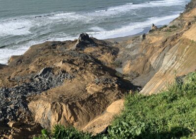 A landslide near the beach.