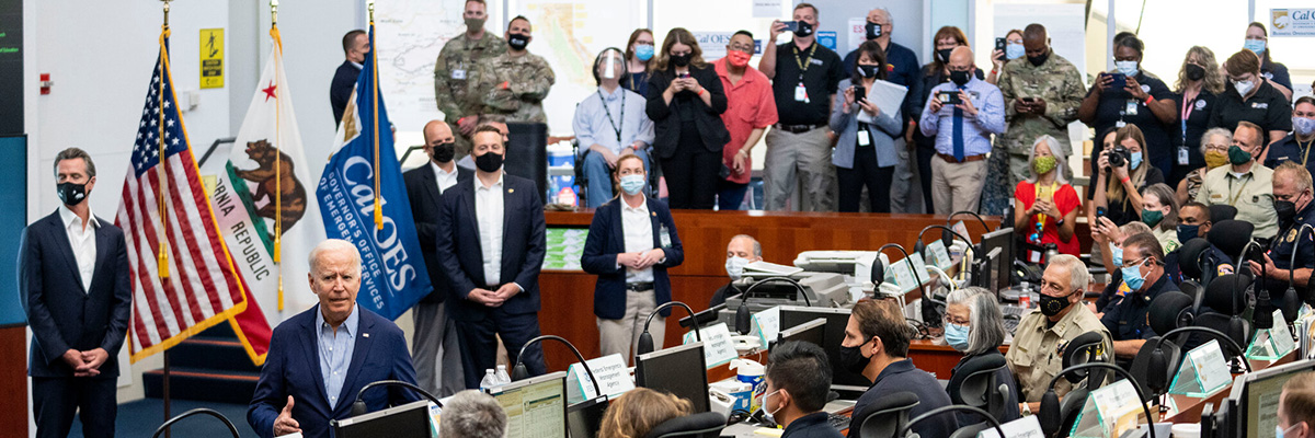 US President Joe Biden visits the California State Operations Center